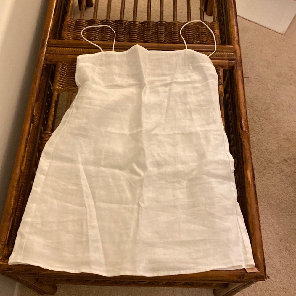 White linen mini dress by Reformation